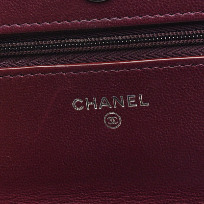 Chanel Lambskin Quilted Enamel CC Wallet On Chain WOC Burgundy 6 of 10