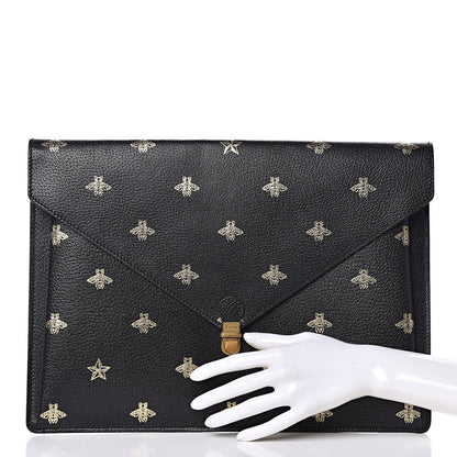 Gucci Grained Calfskin Bee Star Portfolio Black 2 of 7