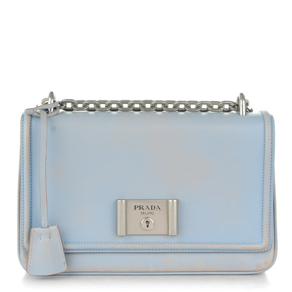 Prada Vitello Vintage Metal Closure Shoulder Bag Light Blue 1 of 8