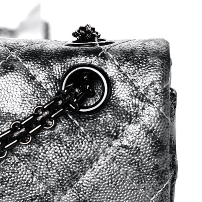 Chanel Metallic Caviar Quilted 2.55 Reissue 226 Flap Silver Black 13 of 15