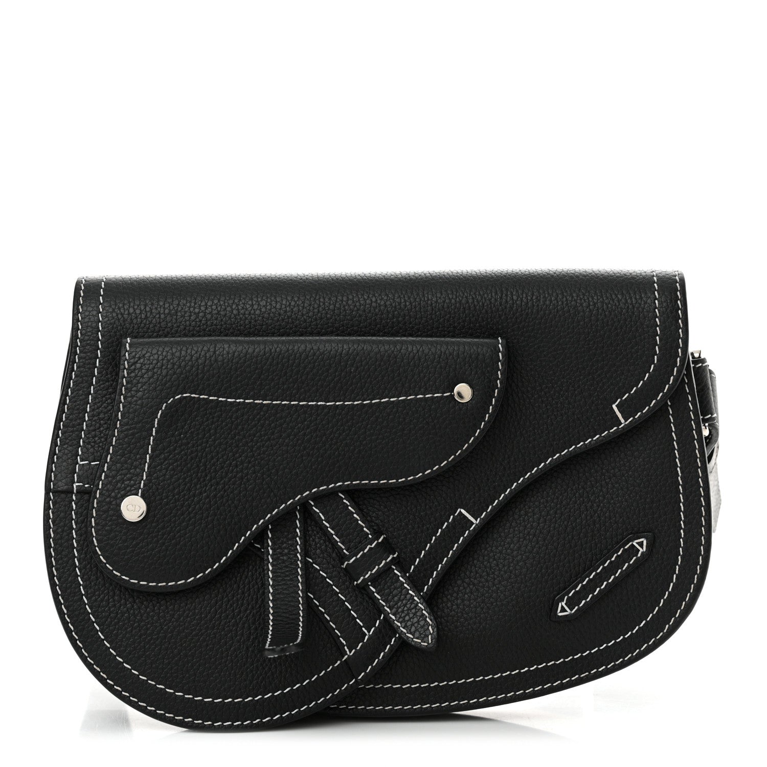 Christian Dior X KAWS Grained Calfskin Saddle Pouch Black 1 of 12