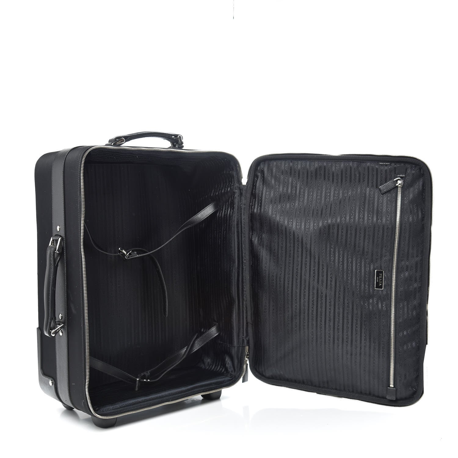 Prada Tessuto Nylon Saffiano Trolley Luggage Black 7 of 18
