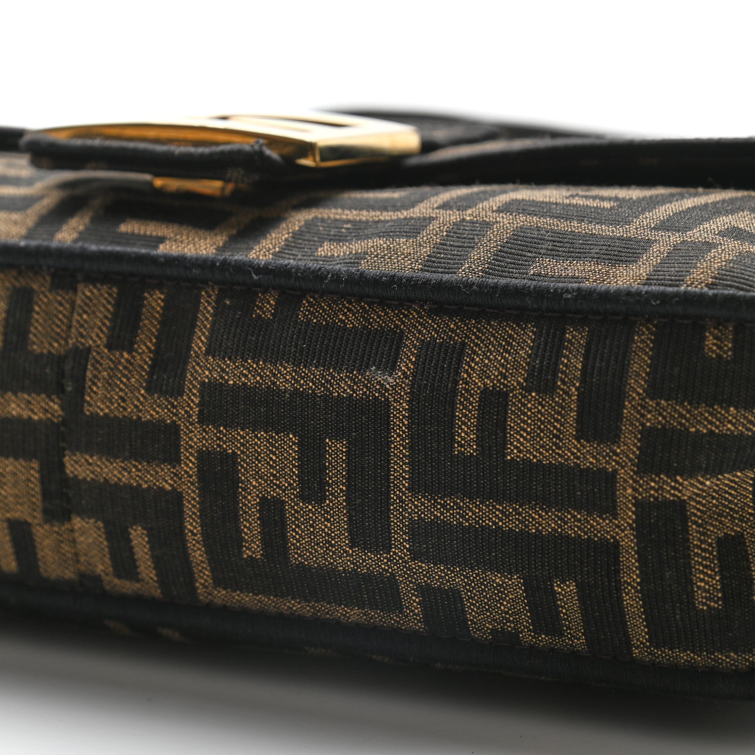 Fendi Fabric Jacquard FF 1974 Medium Baguette Tobacco Moro Black 11 of 12