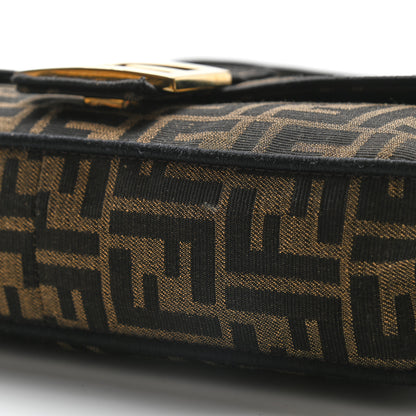 Fendi Fabric Jacquard FF 1974 Medium Baguette Tobacco Moro Black 11 of 12