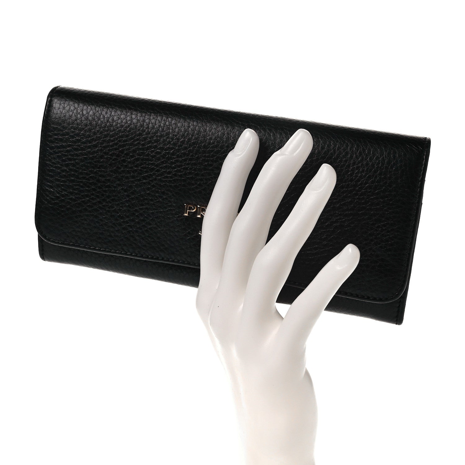 Prada Vitello Daino Continental Flap Wallet Black 2 of 10