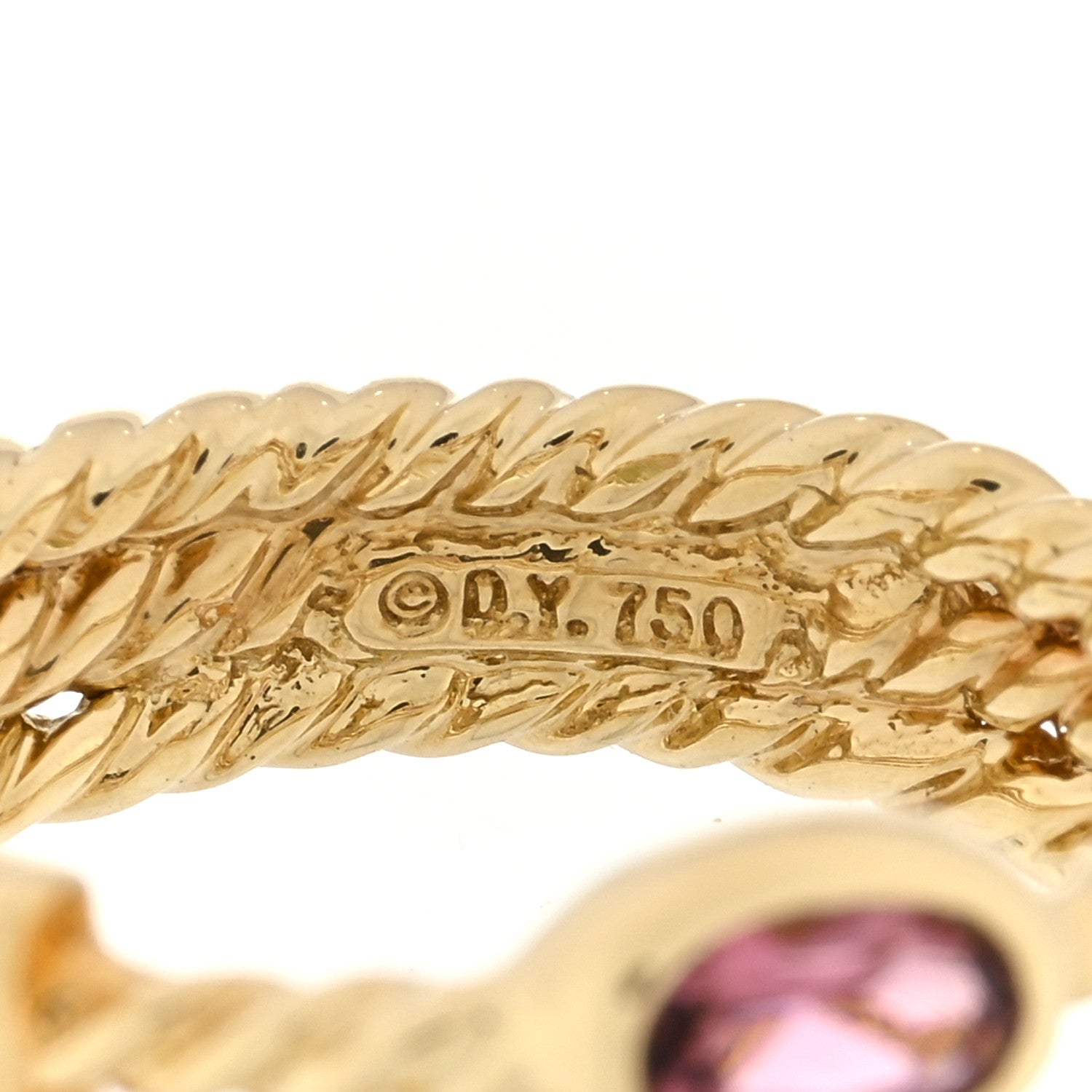 David Yurman 18K Yellow Gold Diamond Tourmaline Three Row Confetti Ring 54 6.75 4 of 4
