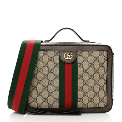 Gucci GG Supreme Monogram Web Small Ophidia Top Handle Shoulder Bag Brown 1 of 12