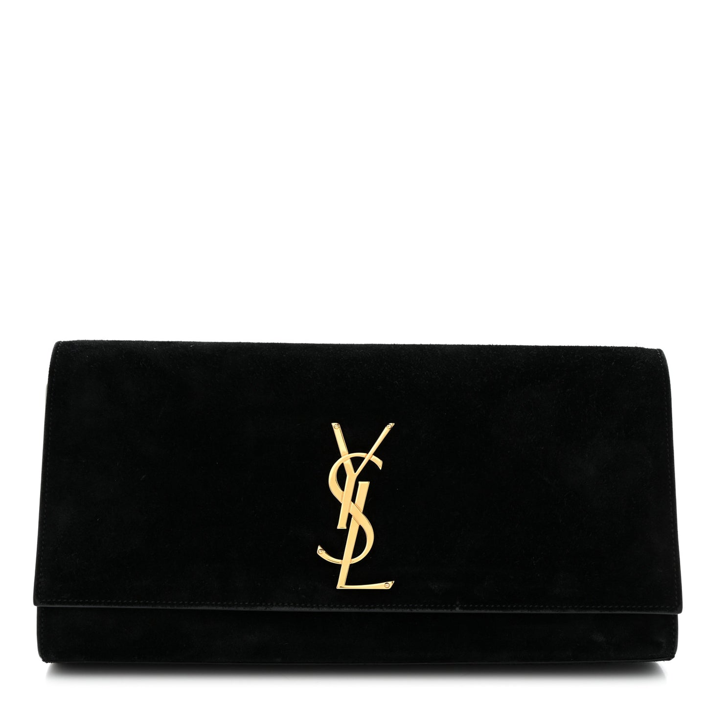 Suede Classic Monogram Cassandre Clutch Clutch Black