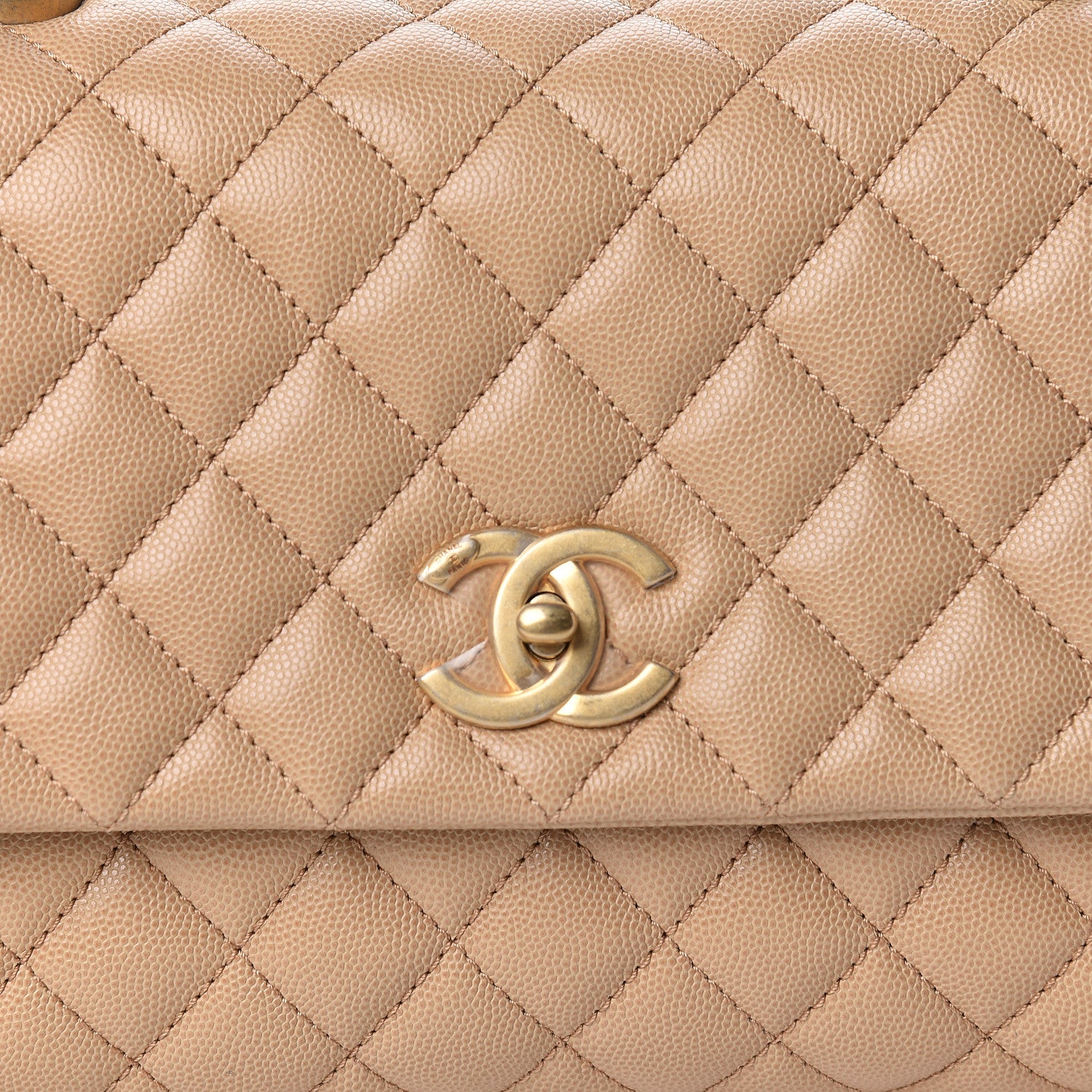 Chanel Caviar Lizard Embossed Quilted Small Coco Handle Flap Beige 10 of 11