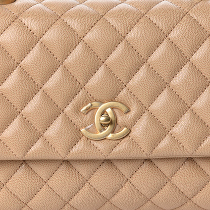 Chanel Caviar Lizard Embossed Quilted Small Coco Handle Flap Beige 10 of 11