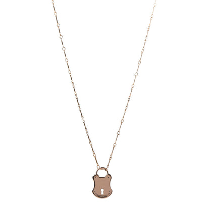 Tiffany 18K Rose Gold Emblem Lock Pendant Necklace 1 of 7