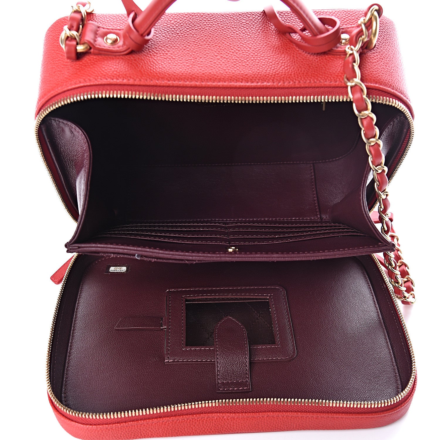 Chanel Caviar Quilted Large CC Filigree Vanity Case Red 5 of 10