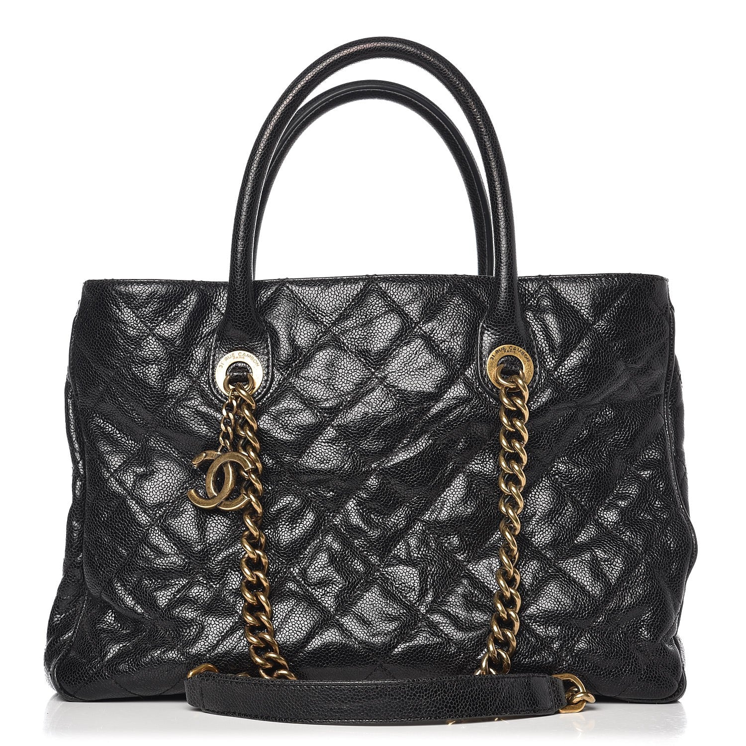 Chanel Glazed Caviar Quilted Small Shiva Tote Black 1 of 11