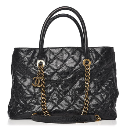 Chanel Glazed Caviar Quilted Small Shiva Tote Black 1 of 11