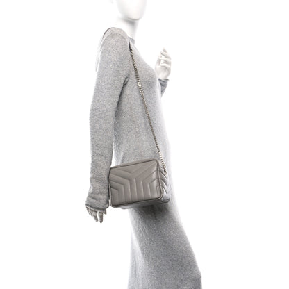 Saint Laurent Calfskin Y Quilted Monogram Small Loulou Bowling Bag Light Gray 2 of 10
