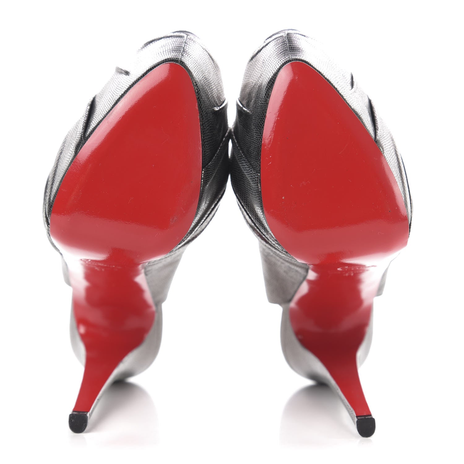 Christian Louboutin Metallic Laminato Embossed Lizard Jenny 150 Pumps 41 Antic Silver 5 of 7