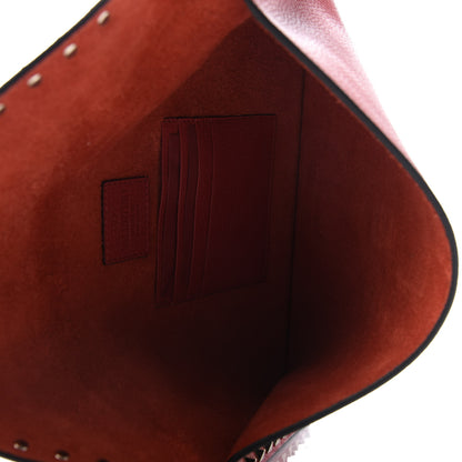 Valentino Garavani Pebbled Calfskin Rockstud Envelope Clutch Red 5 of 8