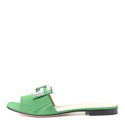 Gucci Moire Fabric Crystal Square G Madelyn Slide Sandals 40.5 New Shamarock 1 of 5