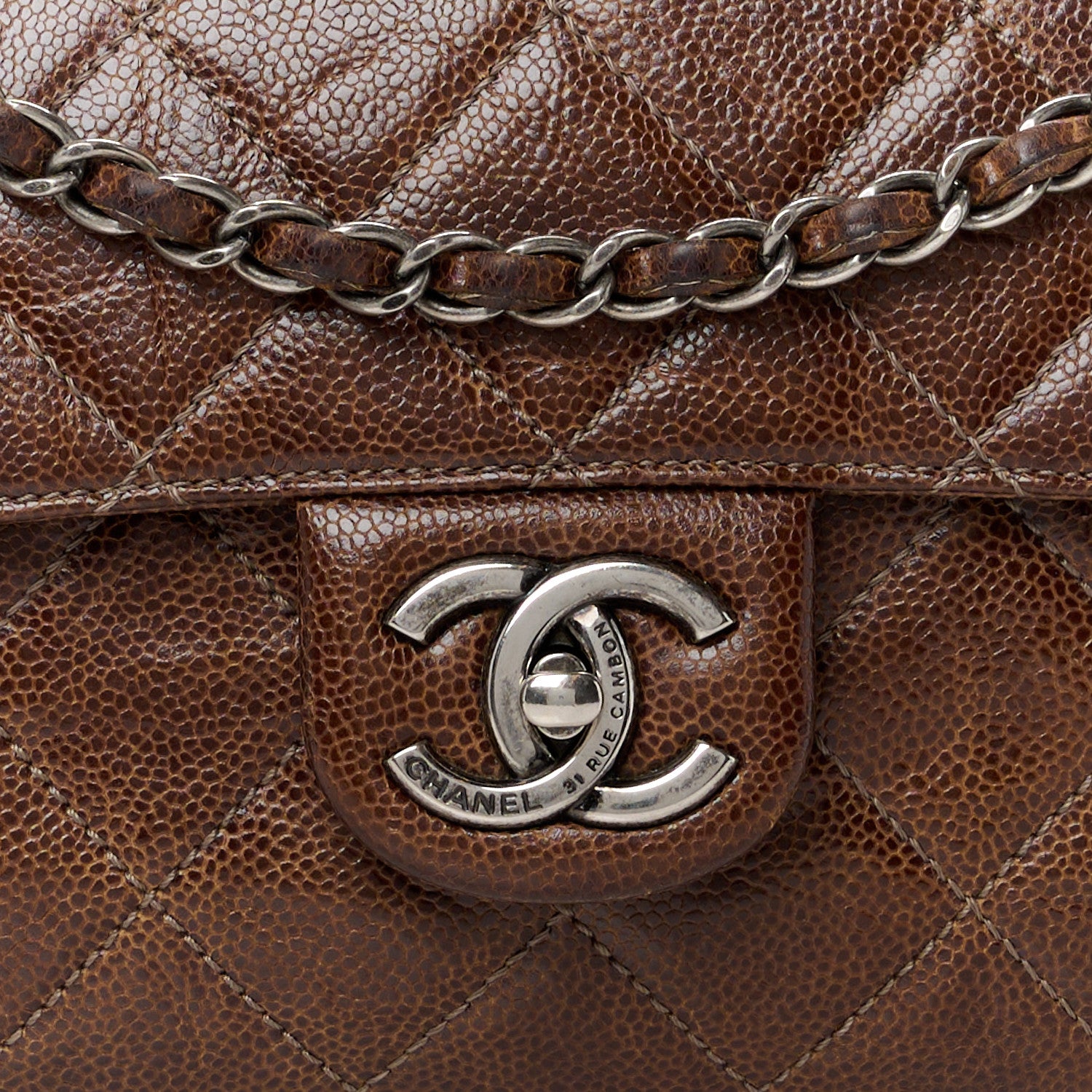 Chanel Crumpled Grained Calfskin Medium CC Crave Flap Brown 9 of 14