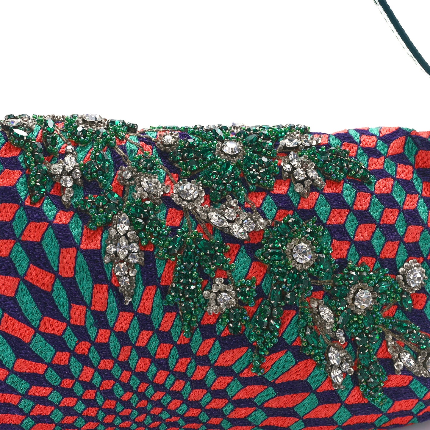 Canvas Lizard Beaded Baguette Multicolor