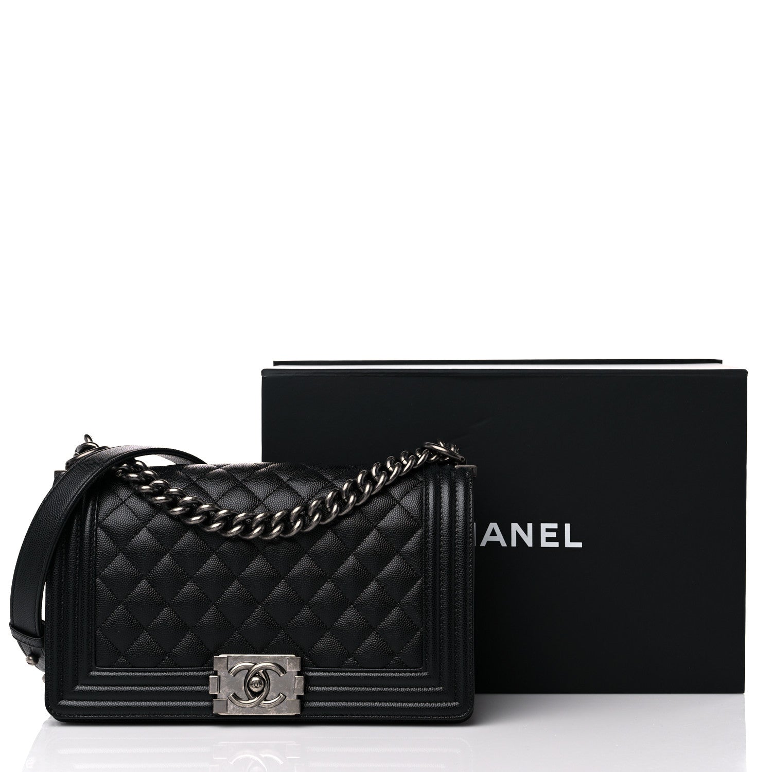 Chanel Caviar Quilted Medium Boy Flap Black 10 of 10