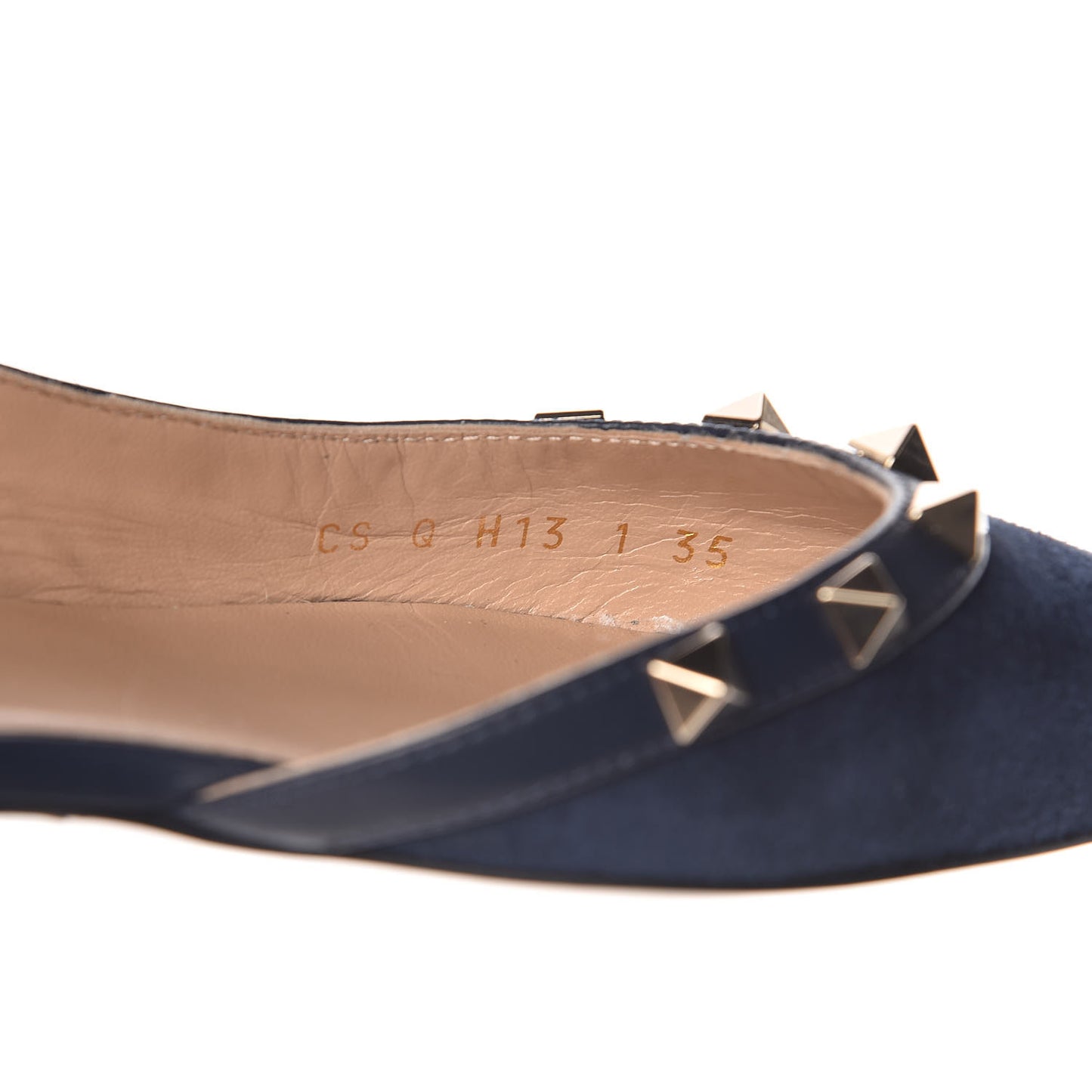 Suede Nappa Rockstud Slingback Flats 35 Marine