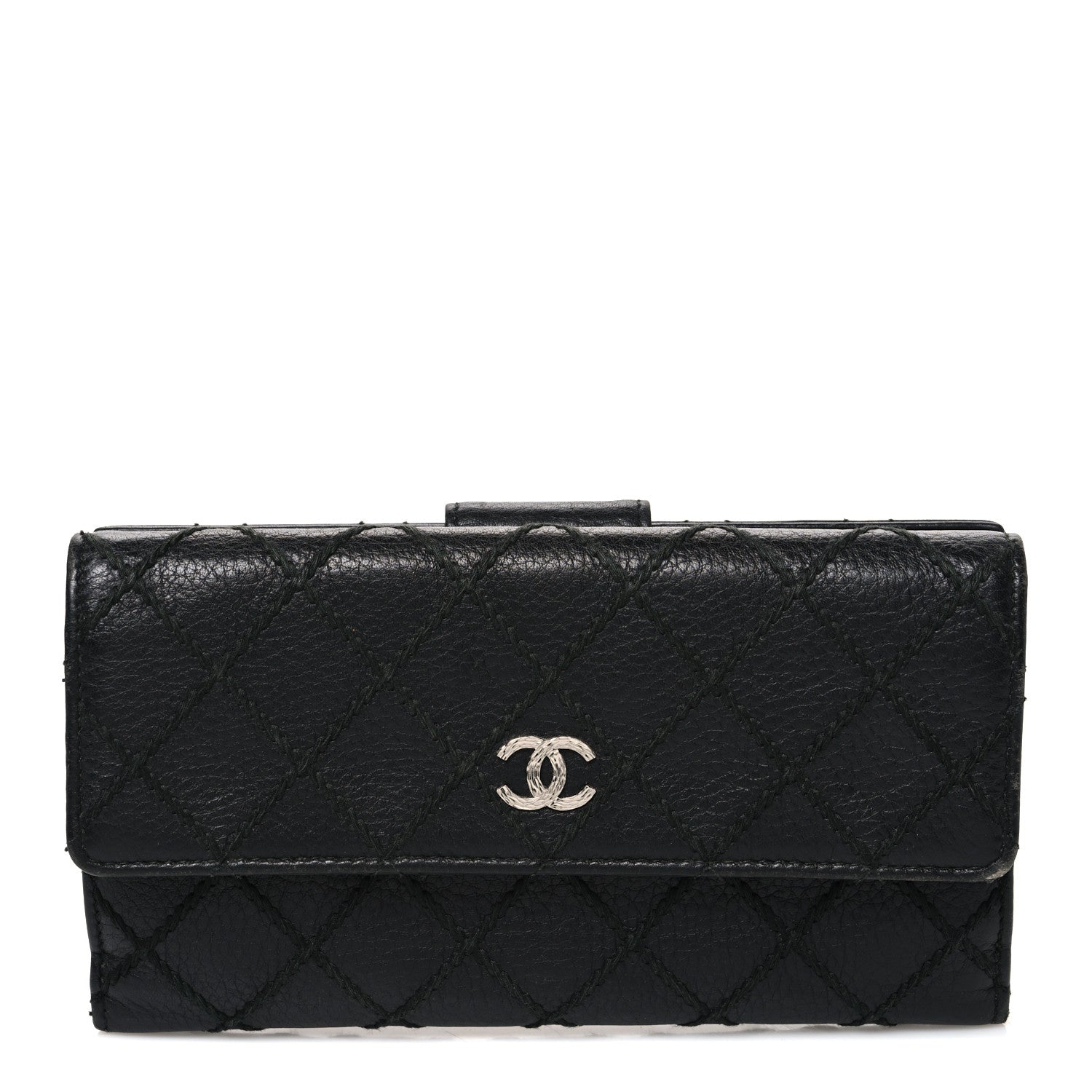 Chanel Calfskin Stitched CC Long Wallet Black 1 of 11