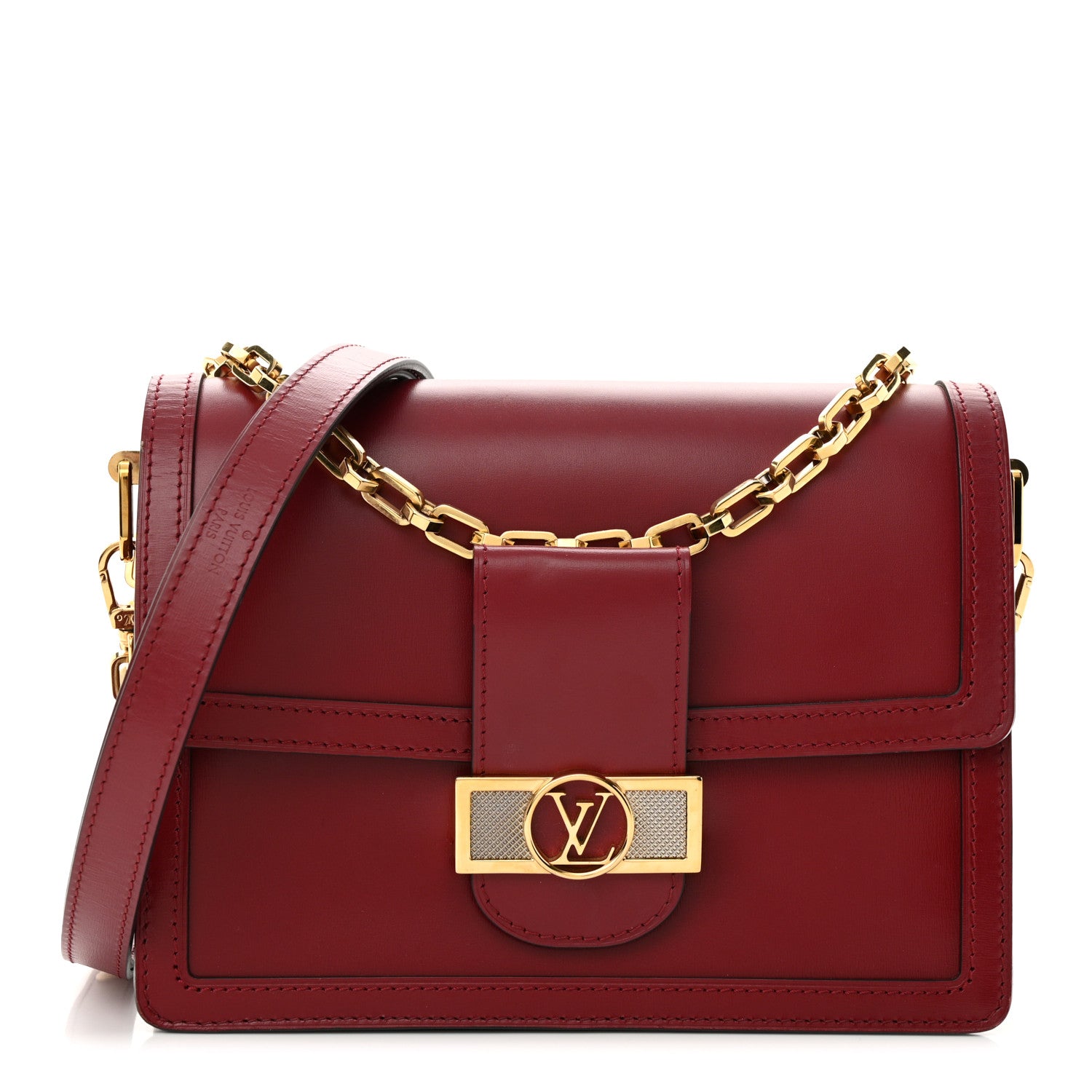 Louis Vuitton LOUIS VUITTON Smooth Calfskin Dauphine MM Cherry Berry 1 of 10