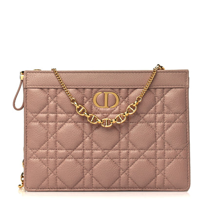 Christian Dior Calfskin Cannage Caro Zipped Pouch With Chain Fard 1 of 8