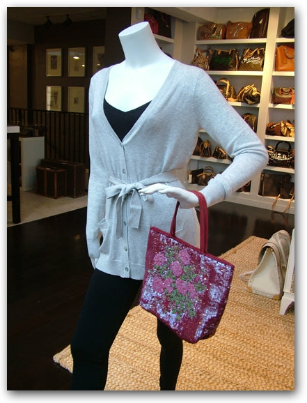 Valentino Garavani Sequin Tote Burgundy 2 of 9