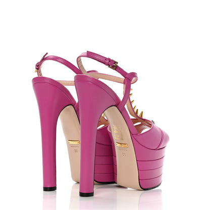 Gucci Malaga Kid Angel T-Strap Platform High Heel Sandals 36 Rododendro 4 of 9