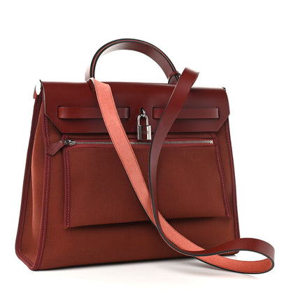 Hermes Vache Hunter Toile Herbag Zip 31 PM Rouge H 4 of 12