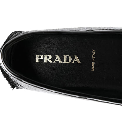 Prada Patent Calfskin Logo Loafers 37.5 Black 6 of 10