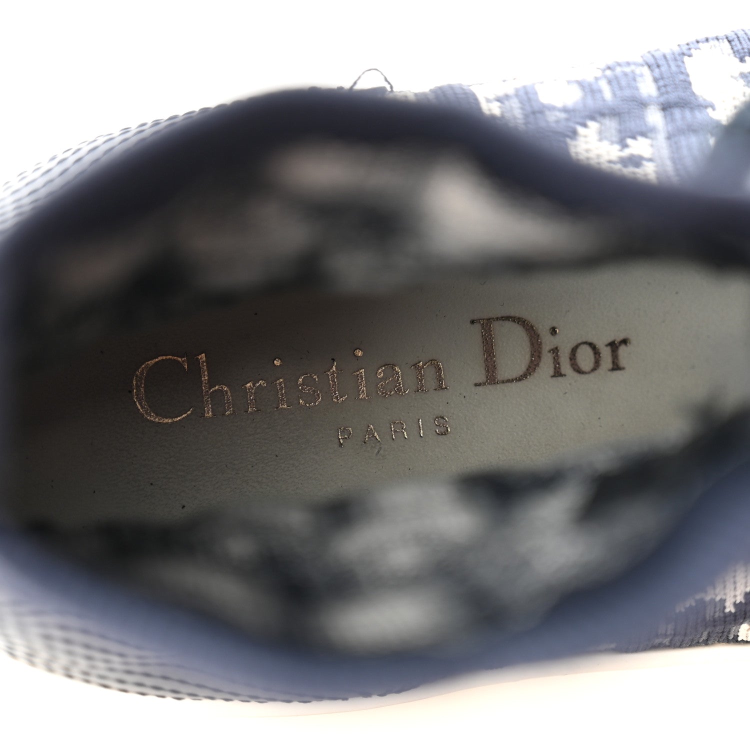 Christian Dior Technical Knit Calfskin Oblique Womens Walk'n Dior High Top Sneakers 36.5 Deep Blue 8 of 10