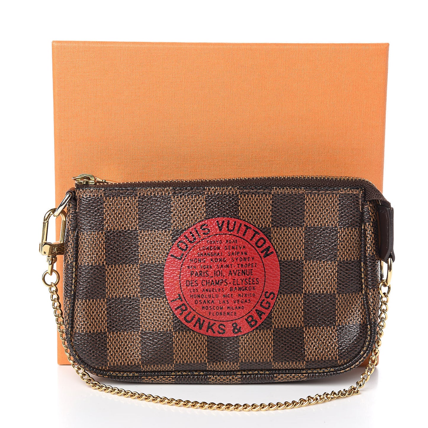 Damier Ebene Complice Trunks and Bags Mini Pochette Accessories Red