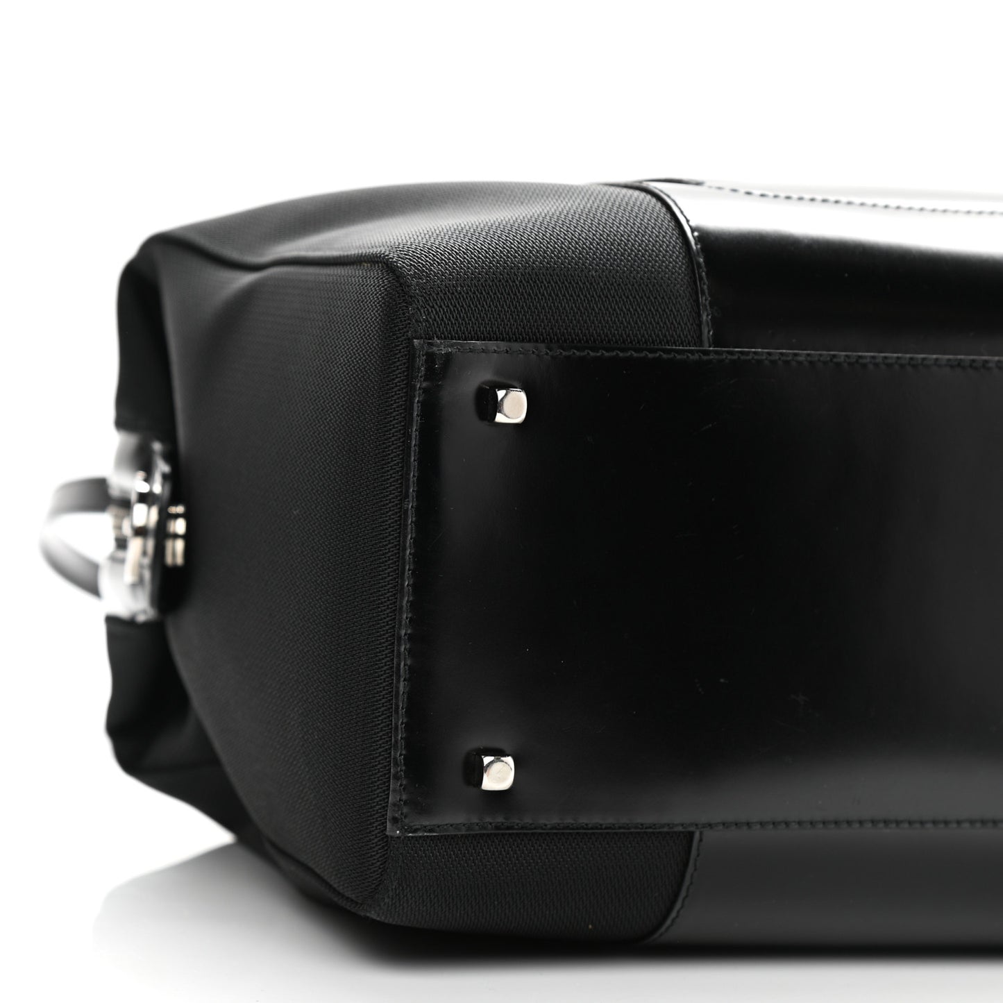 Calfskin Canvas Top Handle Bag Black