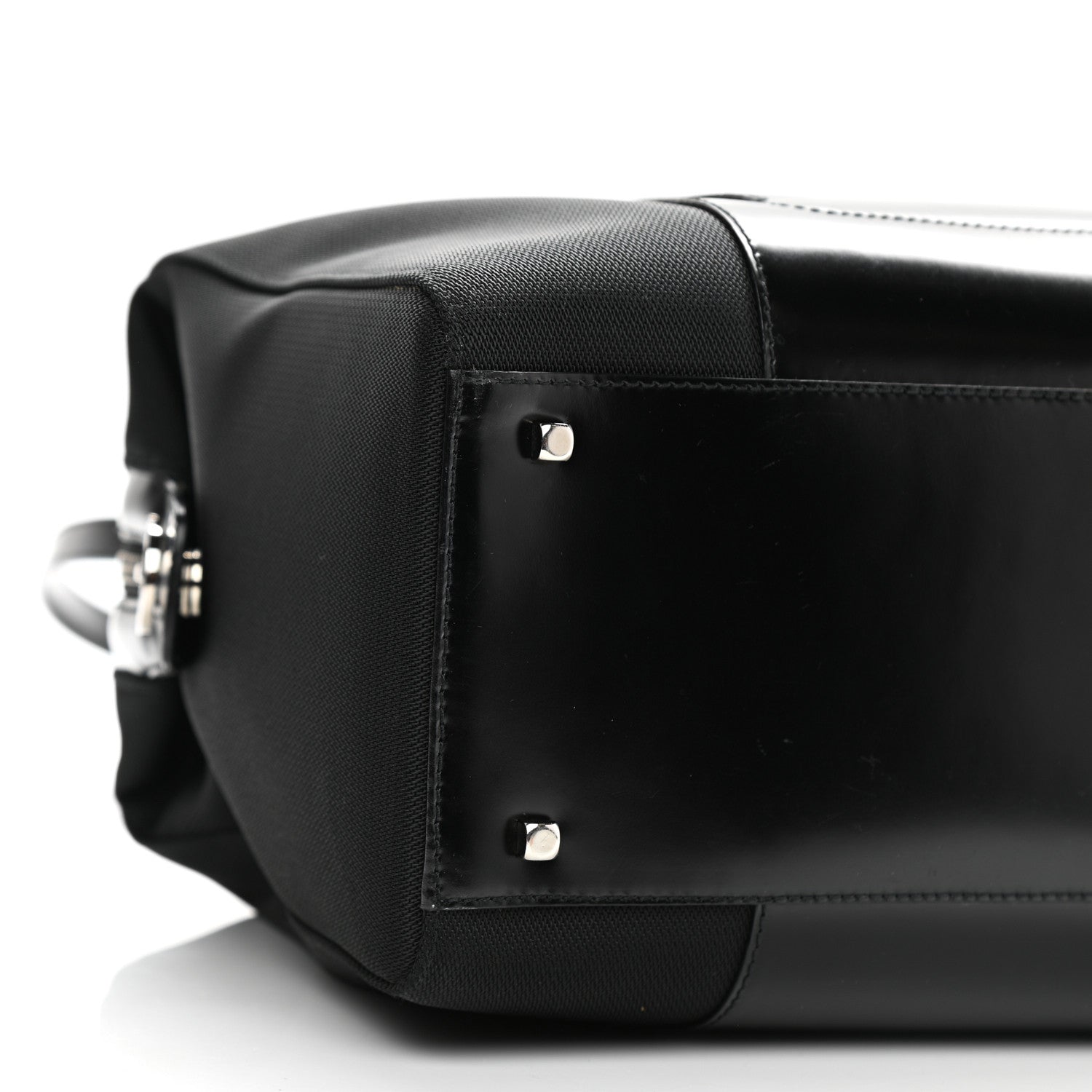 Salvatore Ferragamo Calfskin Canvas Top Handle Bag Black 8 of 10