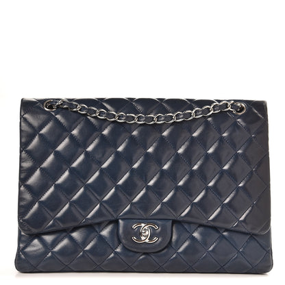 Chanel Lambskin Quilted Maxi Single Flap Navy 1 of 16