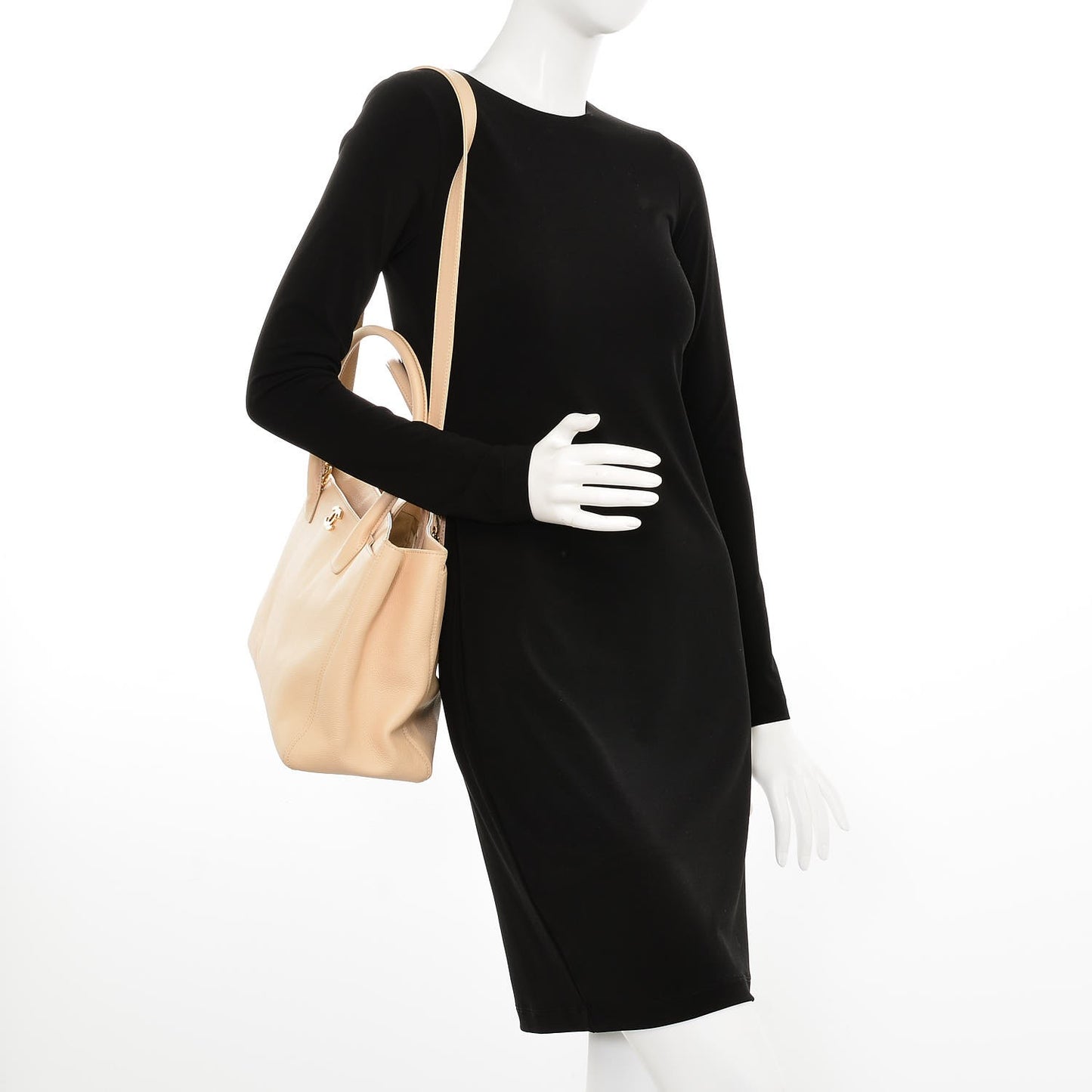 Calfskin Cerf Executive Shopper Tote Beige