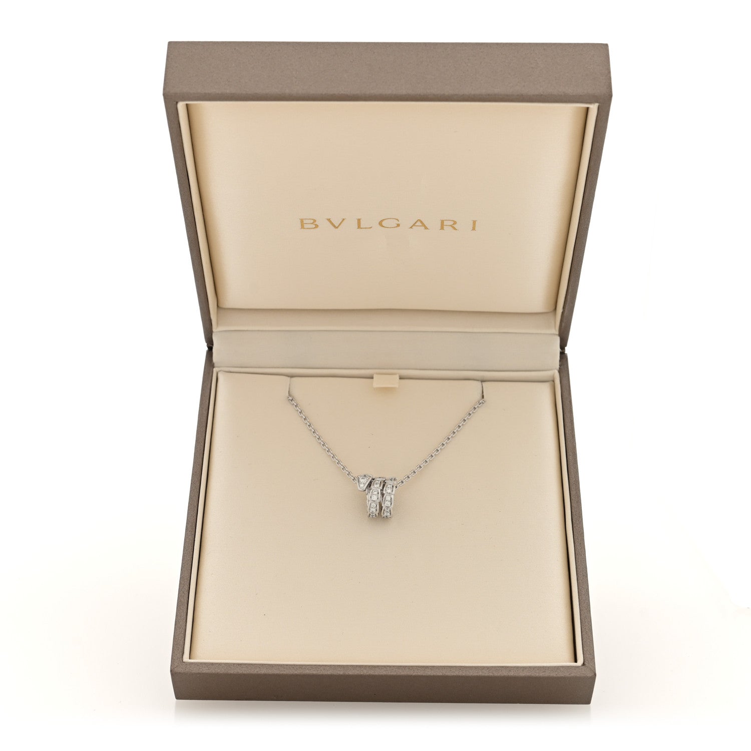 Bulgari 18K White Gold Diamond Serpenti Viper Pave Pendant Necklace 5 of 5