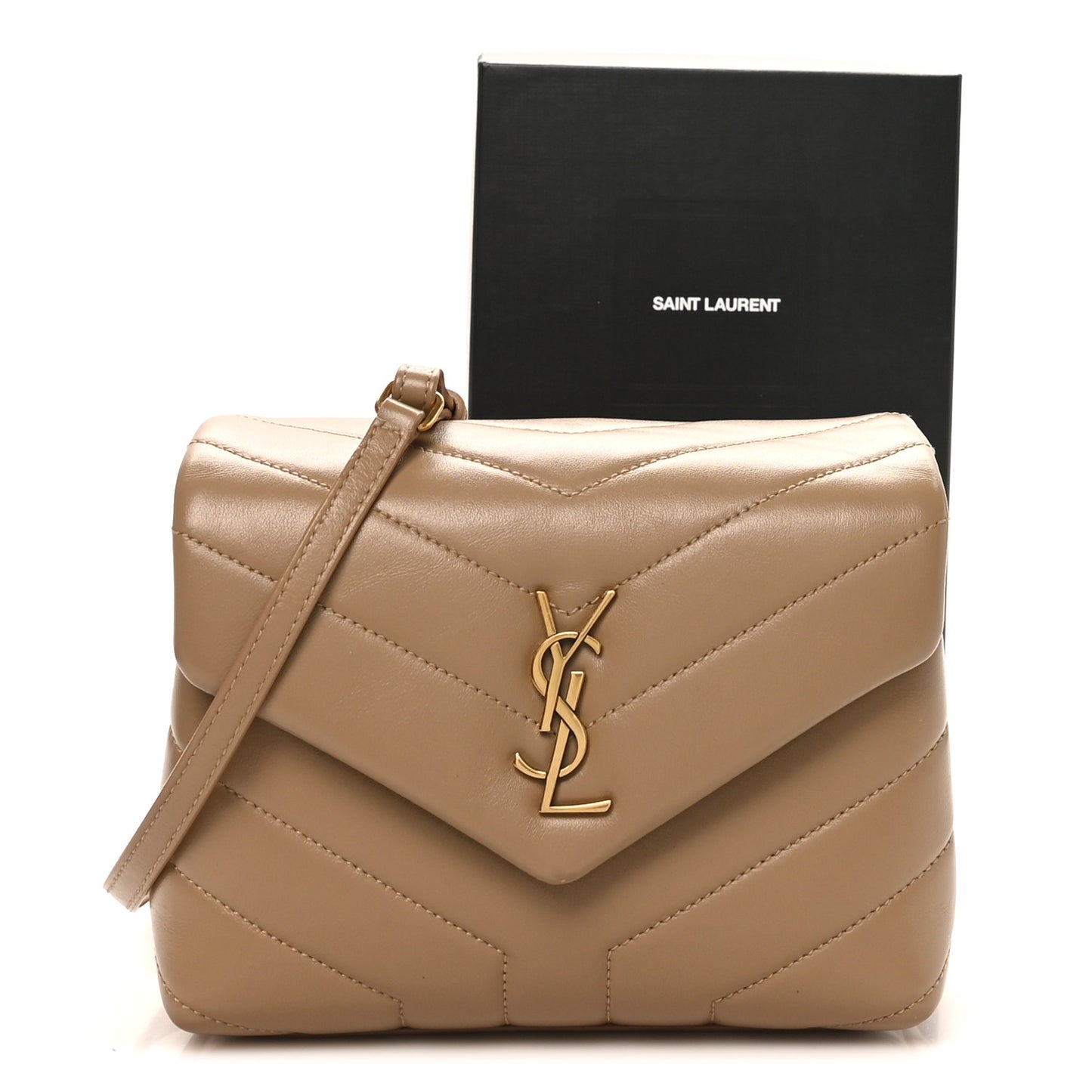 Calfskin Y Quilted Monogram Toy Loulou Crossbody Bag Dark Latte