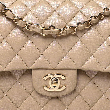Chanel Iridescent Caviar Quilted Medium Double Flap Dark Beige 8 of 10