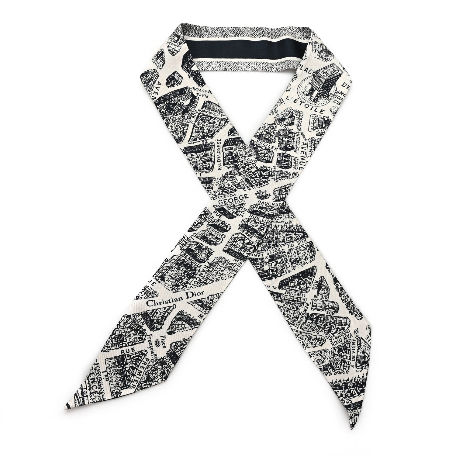 Christian Dior Silk Plan De Paris Mitzah Scarf Beige Black 1 of 3