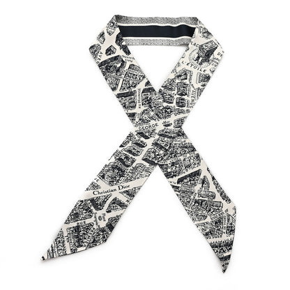 Christian Dior Silk Plan De Paris Mitzah Scarf Beige Black 1 of 3