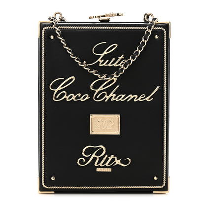 Chanel Lambskin Room Card Minaudiere Evening Bag Black Gold 1 of 11