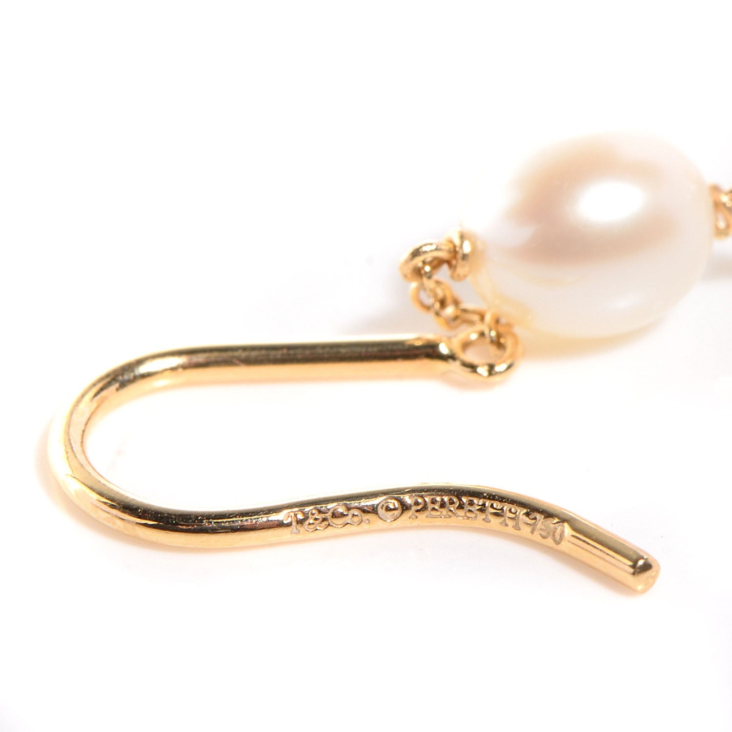 Tiffany 18K Yellow Gold Elsa Peretti Pearls By The Yard Drop Earrings 3 of 4
