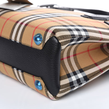 Burberry Goatskin Vintage Check Small Banner Tote Black 9 of 9