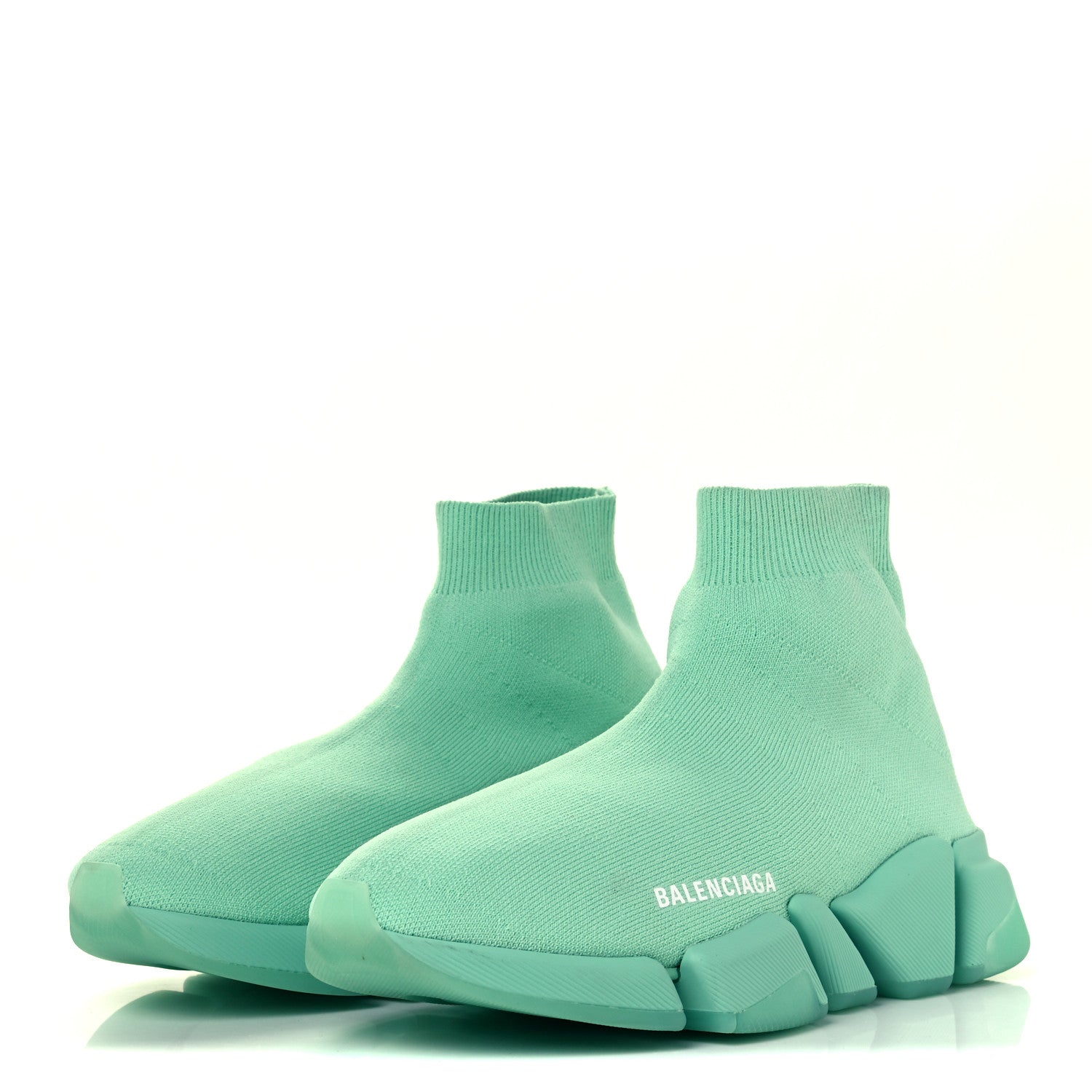 Balenciaga Technical 3D Recycled Knit Womens Speed 2.0 Transparent Sole Sneakers 39 Mint 2 of 11
