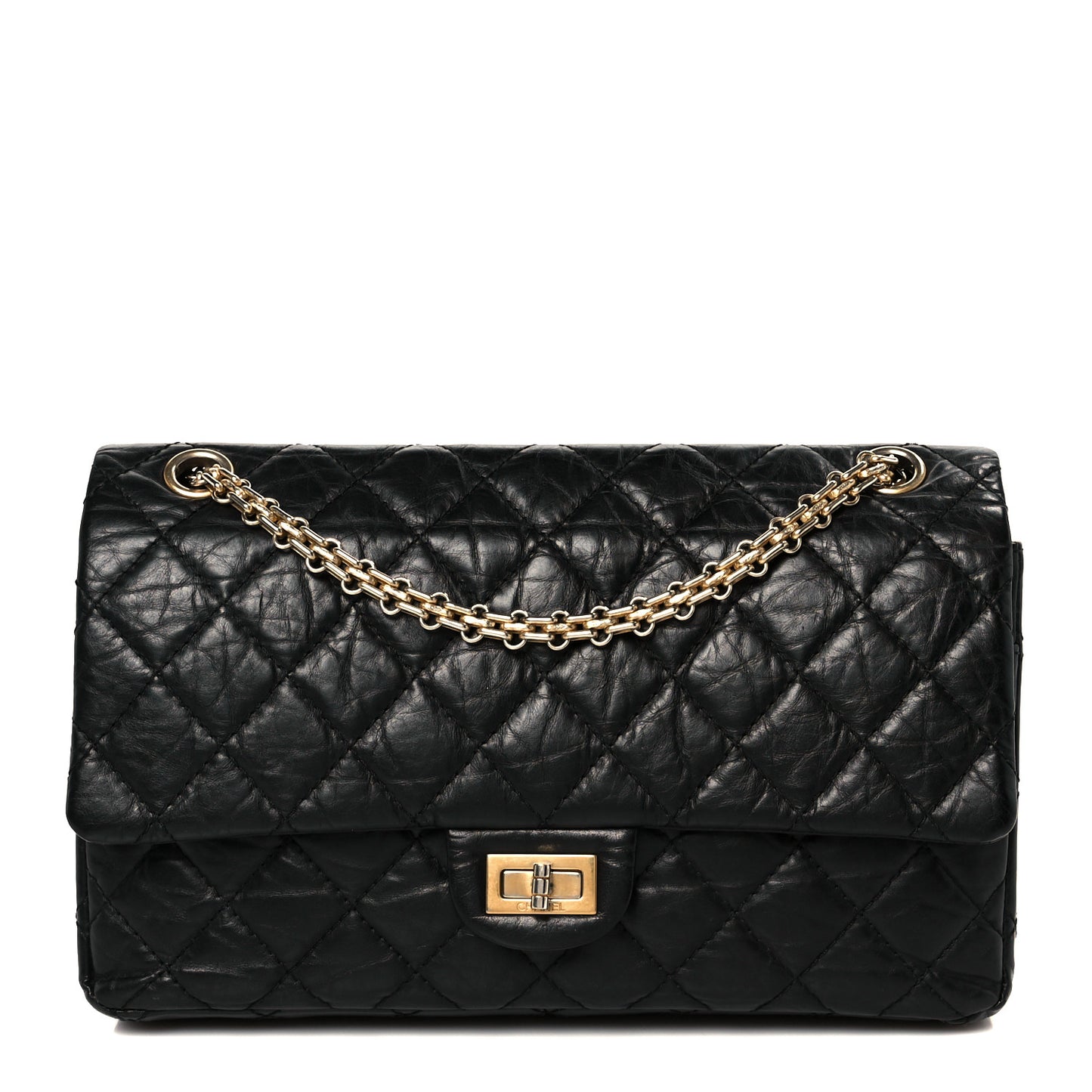 Aged Calfskin Quilted 2.55 Reissue 226 Flap Black