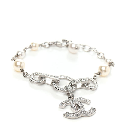 Chanel Pearl Crystal CC Bracelet Silver 1 of 3